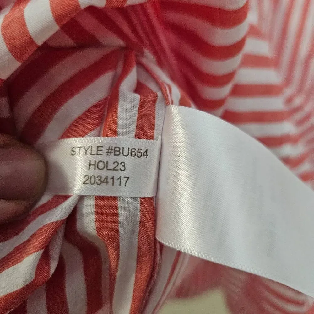 J. Crew Long-sleeve Button Front pajama Top Red and White Strioe Large